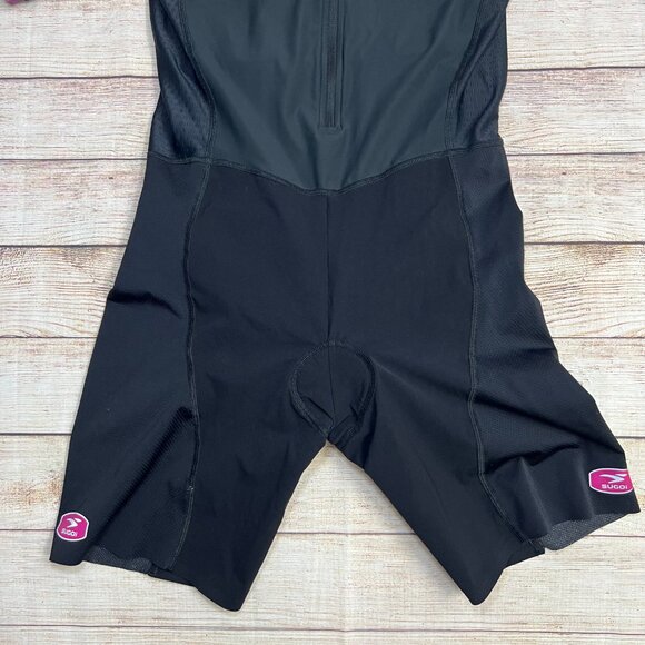 Sugoi Womens Cycling Tri Suit Large Black Pink One Piece Triathlon Padded Shorts - Picture 16 of 16